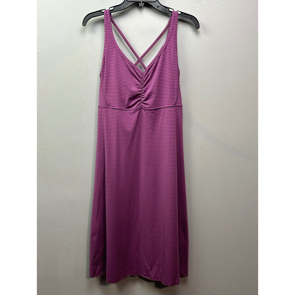 Prana Dress Womens XL Purple Striped Quinn Athletic Crisscross Back Activewear